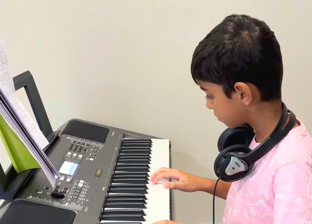 Keyboard student at Muzeeka Whitefield